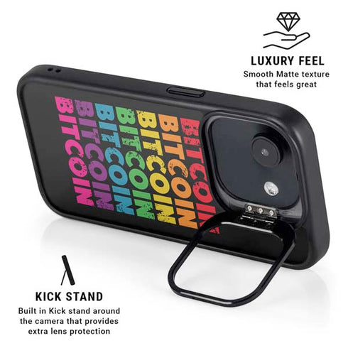 Rainbow Bitcoin iPhone 16e Kickstand Case