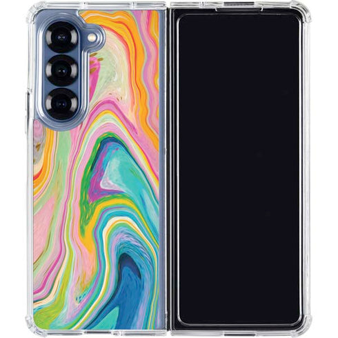 Rainbow Marble by Etta Vee Galaxy Z Fold6 Clear Case