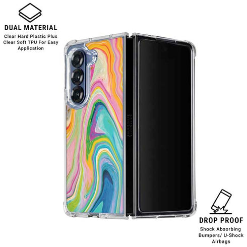 Rainbow Marble by Etta Vee Galaxy Z Fold6 Clear Case