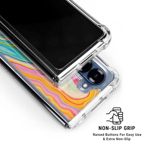 Rainbow Marble by Etta Vee Galaxy Z Fold6 Clear Case