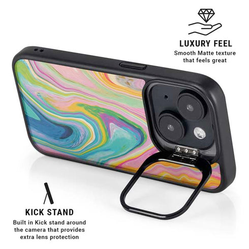 Rainbow Marble by Etta Vee iPhone 14 Plus Kickstand Case