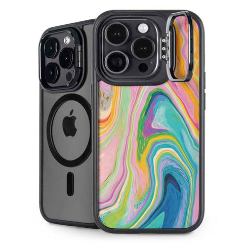 Rainbow Marble by Etta Vee iPhone 14 Pro Kickstand Case