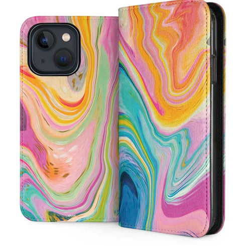 Rainbow Marble by Etta Vee iPhone 15 Folio Case