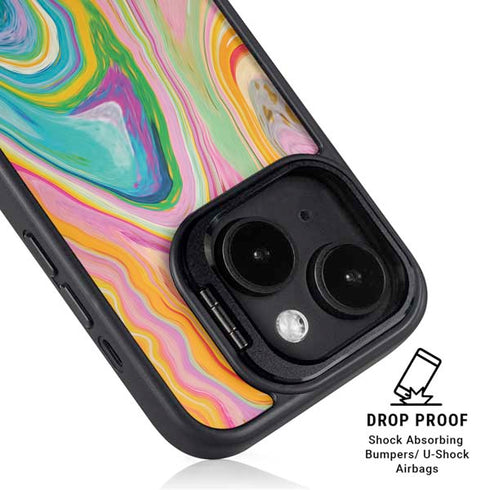 Rainbow Marble by Etta Vee iPhone 15 Kickstand Case
