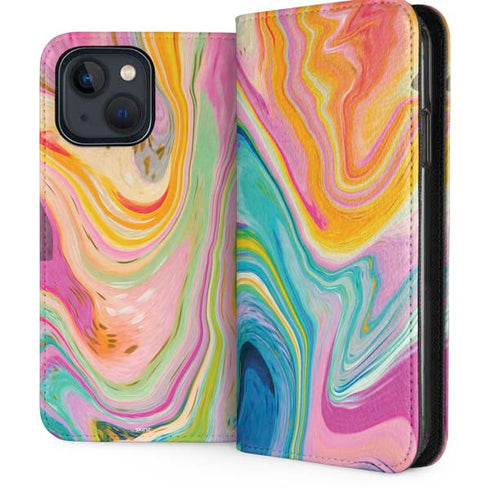 Rainbow Marble by Etta Vee iPhone 15 Plus Folio Case
