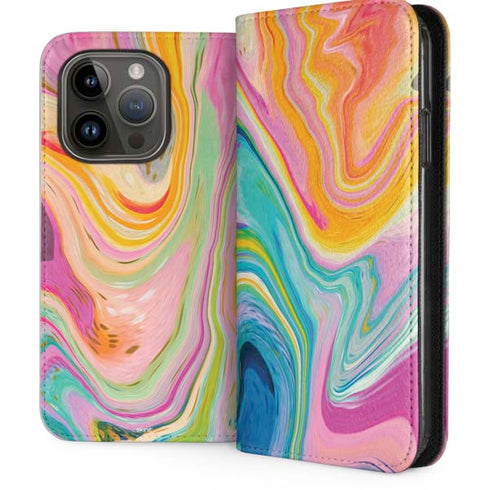 Rainbow Marble by Etta Vee iPhone 15 Pro Folio Case