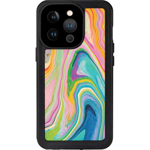 Rainbow Marble by Etta Vee iPhone 15 Pro Waterproof Case