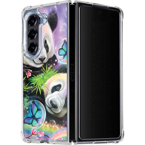 Rainbow Pandas with Butterflies by Sheena Pike Galaxy Z Fold5 5G Clear Case