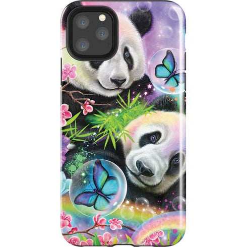 Rainbow Pandas with Butterflies by Sheena Pike iPhone Cases