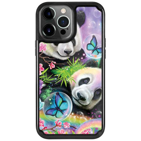 Rainbow Pandas with Butterflies by Sheena Pike iPhone Cases