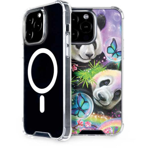Rainbow Pandas with Butterflies by Sheena Pike iPhone Cases