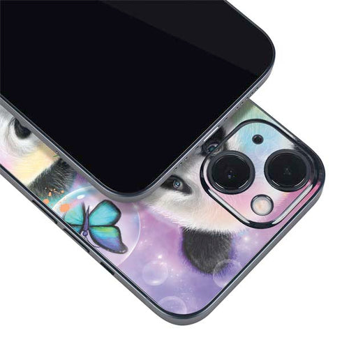 Rainbow Pandas with Butterflies by Sheena Pike iPhone 15 Skin