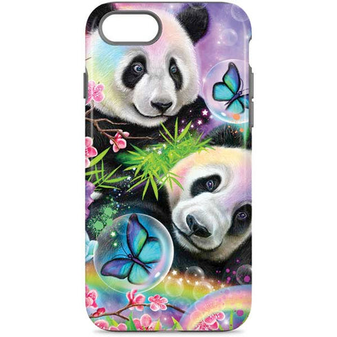 Rainbow Pandas with Butterflies by Sheena Pike iPhone Cases