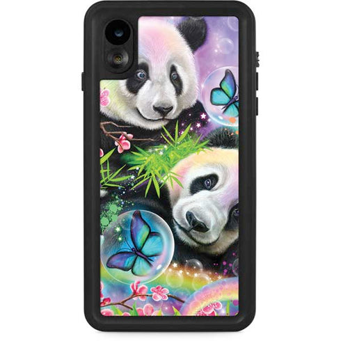 Rainbow Pandas with Butterflies by Sheena Pike iPhone Cases