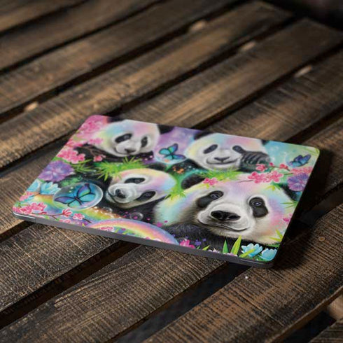 Rainbow Pandas with Butterflies by Sheena Pike Apple MacBook Air Skin