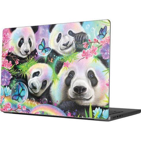 Rainbow Pandas with Butterflies by Sheena Pike Apple MacBook Pro 14-inch Skin