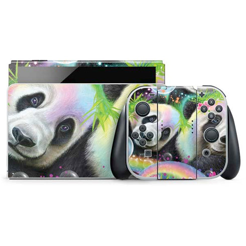 Rainbow Pandas with Butterflies by Sheena Pike Nintendo Skins