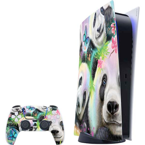 Rainbow Pandas with Butterflies by Sheena Pike PlayStation PS5 Skins