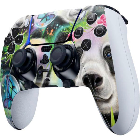 Rainbow Pandas with Butterflies by Sheena Pike PS5 DualSense Edge Pro Controller Skin