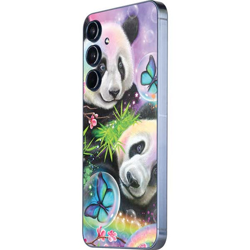 Rainbow Pandas with Butterflies by Sheena Pike Galaxy A55 5G Skin
