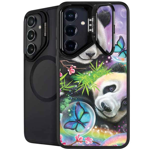 Rainbow Pandas with Butterflies by Sheena Pike Galaxy S25 Kickstand Case