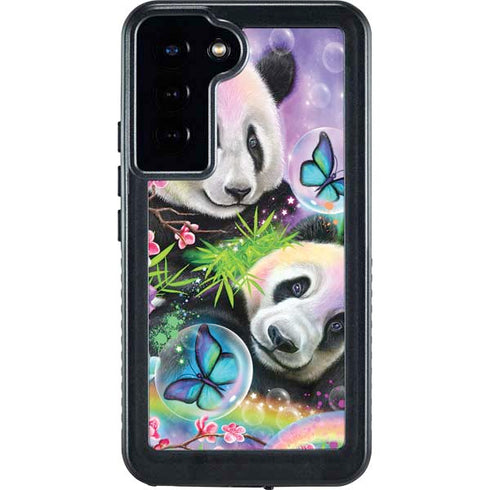 Rainbow Pandas with Butterflies by Sheena Pike Galaxy S24 Plus Waterproof Case