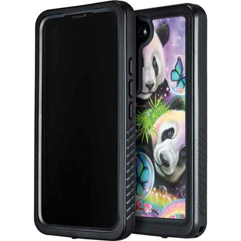 Rainbow Pandas with Butterflies by Sheena Pike Galaxy S24 Plus Waterproof Case