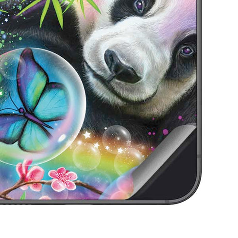 Rainbow Pandas with Butterflies by Sheena Pike Galaxy S25 Skin