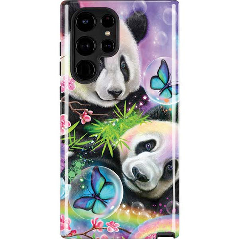Rainbow Pandas with Butterflies by Sheena Pike Galaxy Cases