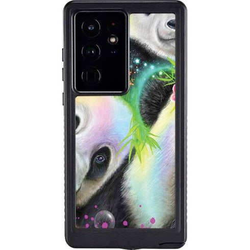 Rainbow Pandas with Butterflies by Sheena Pike Galaxy S24 Ultra Waterproof Case