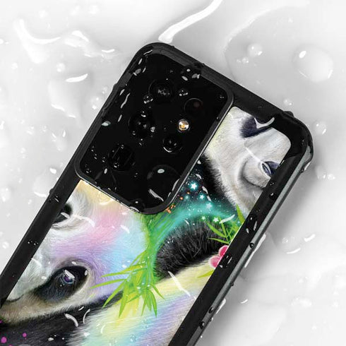 Rainbow Pandas with Butterflies by Sheena Pike Galaxy S24 Ultra Waterproof Case