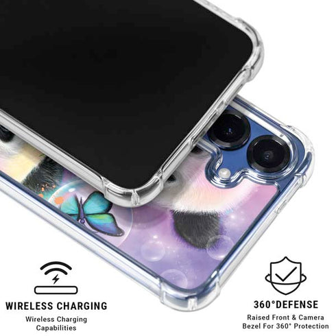 Rainbow Pandas with Butterflies by Sheena Pike Galaxy S25 Clear Case