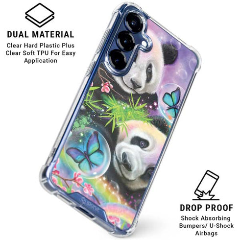 Rainbow Pandas with Butterflies by Sheena Pike Galaxy S25 Clear Case