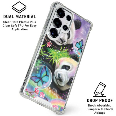 Rainbow Pandas with Butterflies by Sheena Pike Galaxy S25 Ultra Clear Case