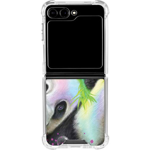 Rainbow Pandas with Butterflies by Sheena Pike Galaxy Z Flip6 Clear Case