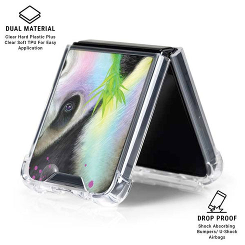 Rainbow Pandas with Butterflies by Sheena Pike Galaxy Z Flip6 Clear Case