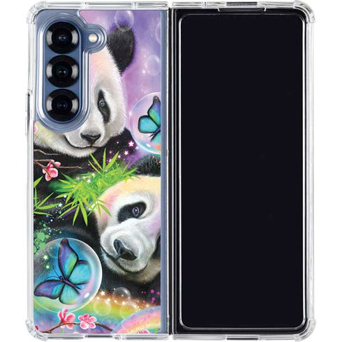 Rainbow Pandas with Butterflies by Sheena Pike Galaxy Z Fold6 Clear Case