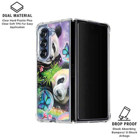 Rainbow Pandas with Butterflies by Sheena Pike Galaxy Z Fold6 Clear Case