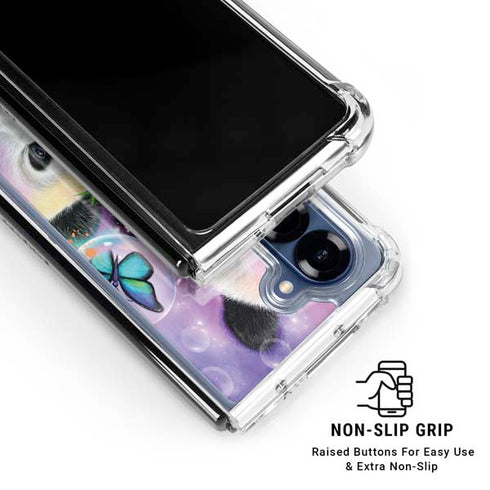 Rainbow Pandas with Butterflies by Sheena Pike Galaxy Z Fold6 Clear Case
