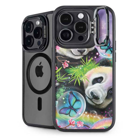 Rainbow Pandas with Butterflies by Sheena Pike iPhone 14 Pro Kickstand Case