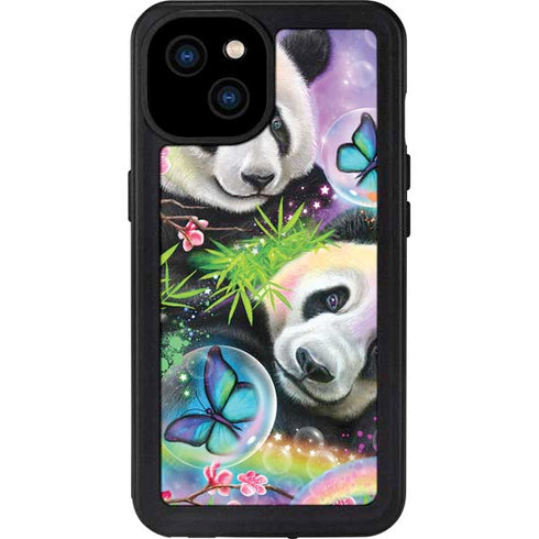 Rainbow Pandas with Butterflies by Sheena Pike iPhone 15 Plus Waterproof Case