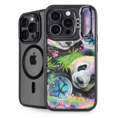 Rainbow Pandas with Butterflies by Sheena Pike iPhone 15 Pro Kickstand Case