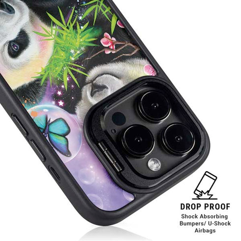 Rainbow Pandas with Butterflies by Sheena Pike iPhone 15 Pro Kickstand Case
