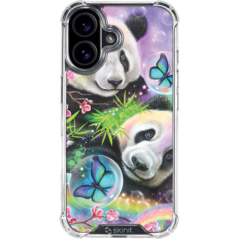 Rainbow Pandas with Butterflies by Sheena Pike iPhone 16 Clear Case