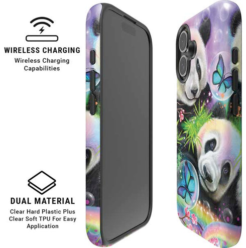 Rainbow Pandas with Butterflies by Sheena Pike iPhone 16 Magsafe Impact Case