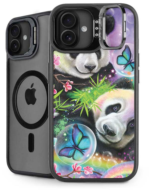 Rainbow Pandas with Butterflies by Sheena Pike iPhone 16 Plus Kickstand Case