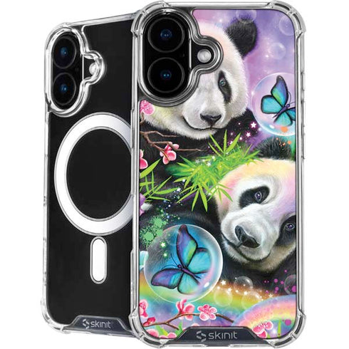 Rainbow Pandas with Butterflies by Sheena Pike iPhone 16 Plus MagSafe Case