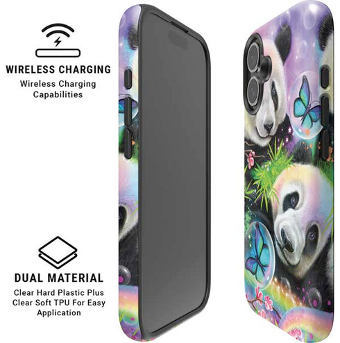 Rainbow Pandas with Butterflies by Sheena Pike iPhone 16 Plus Magsafe Impact Case