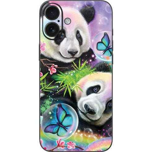 Rainbow Pandas with Butterflies by Sheena Pike iPhone 16 Plus Skin
