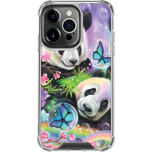 Rainbow Pandas with Butterflies by Sheena Pike iPhone 16 Pro Clear Case